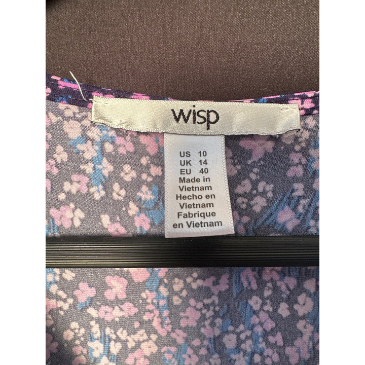 Wisp Womens Floral Print Short Sleeve Dress Size 10