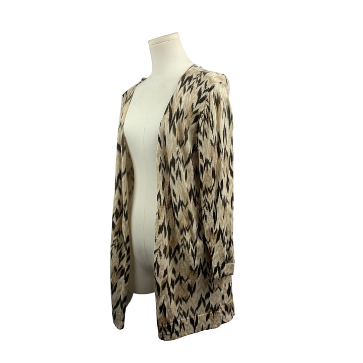 Chicos Additions Linen & Rayon Open-Front Cardigan Size 3 Beige & Black