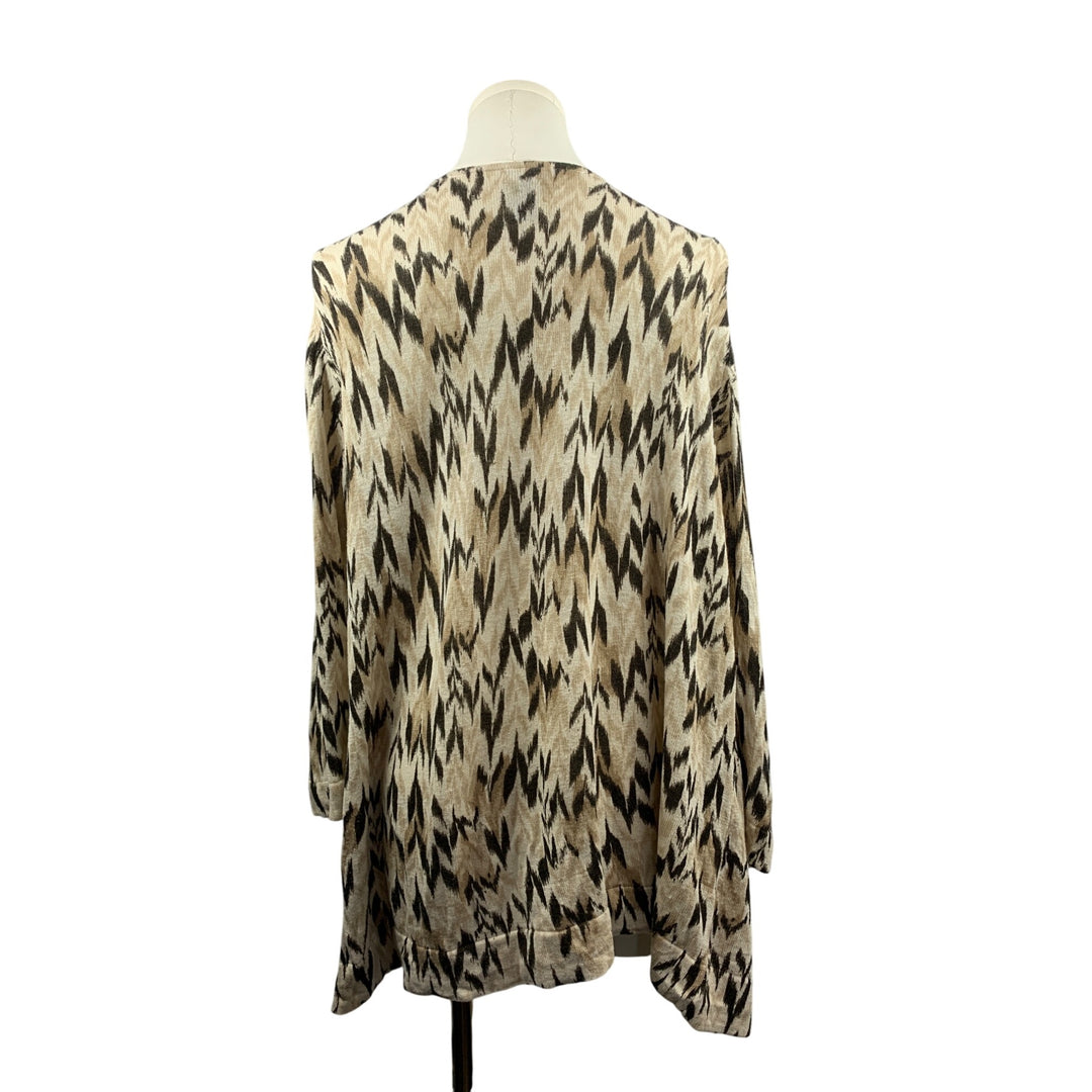 Chicos Additions Linen & Rayon Open-Front Cardigan Size 3 Beige & Black