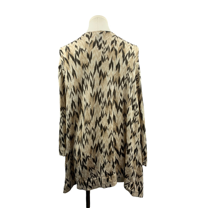 Chicos Additions Linen & Rayon Open-Front Cardigan Size 3 Beige & Black
