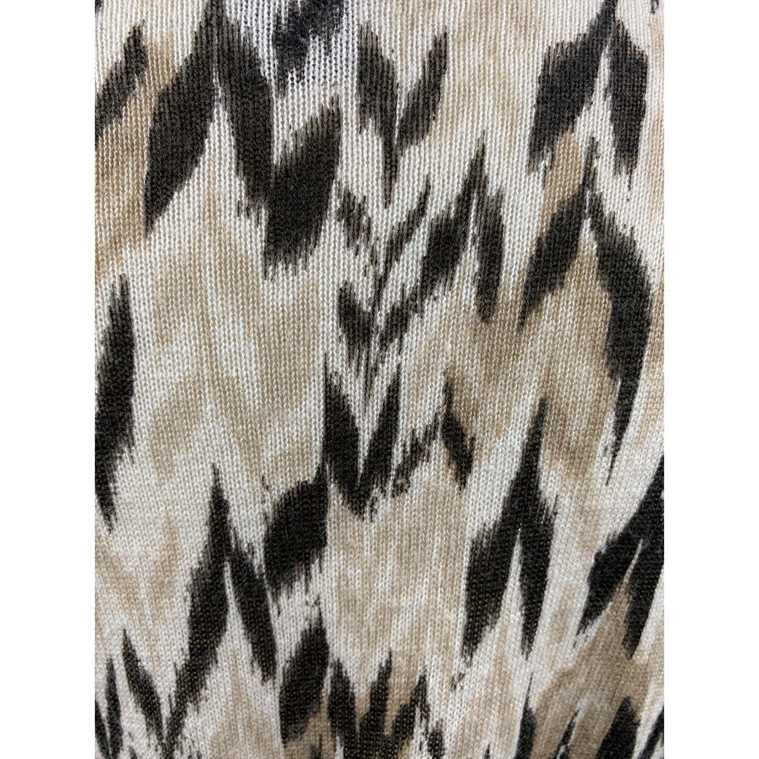 Chicos Additions Linen & Rayon Open-Front Cardigan Size 3 Beige & Black