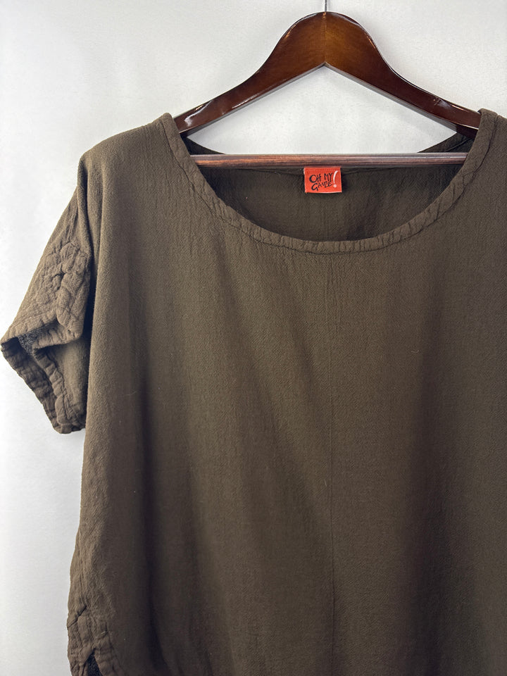 Women’s Oh My Gauze! XL Brown Short Sleeve Blouse