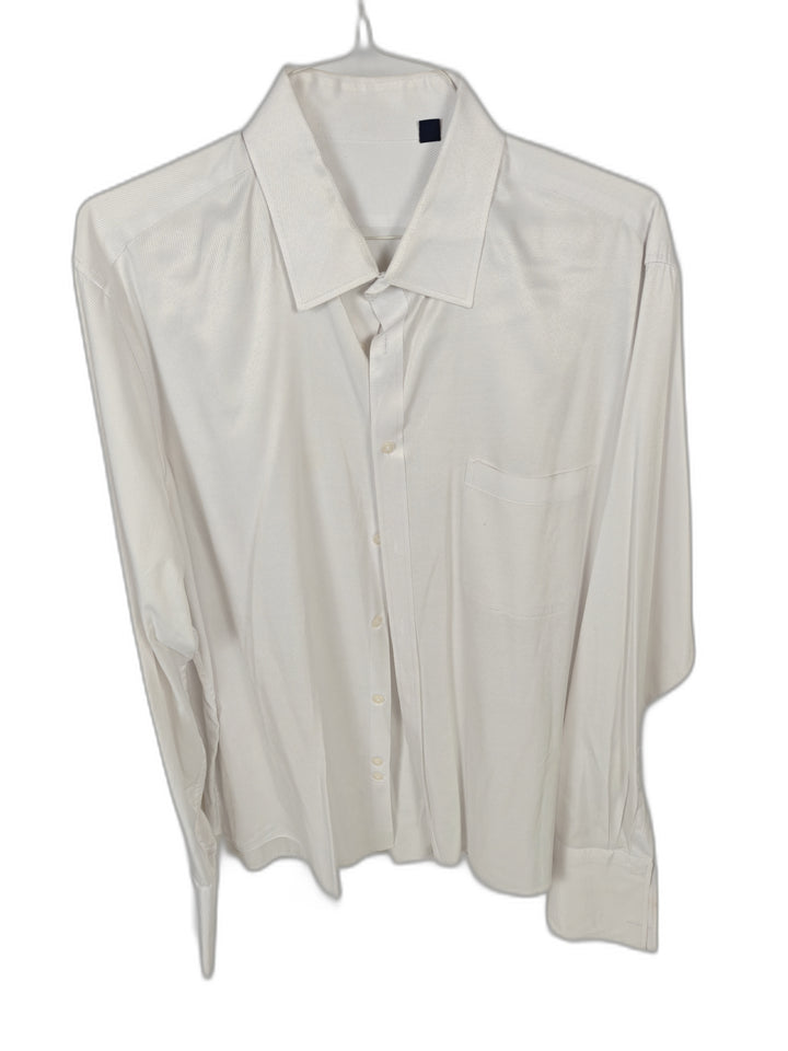 Unbranded Men's White French Cuff Dress Shirt 18.5 36/37 Herringbone Formal Tuxedo