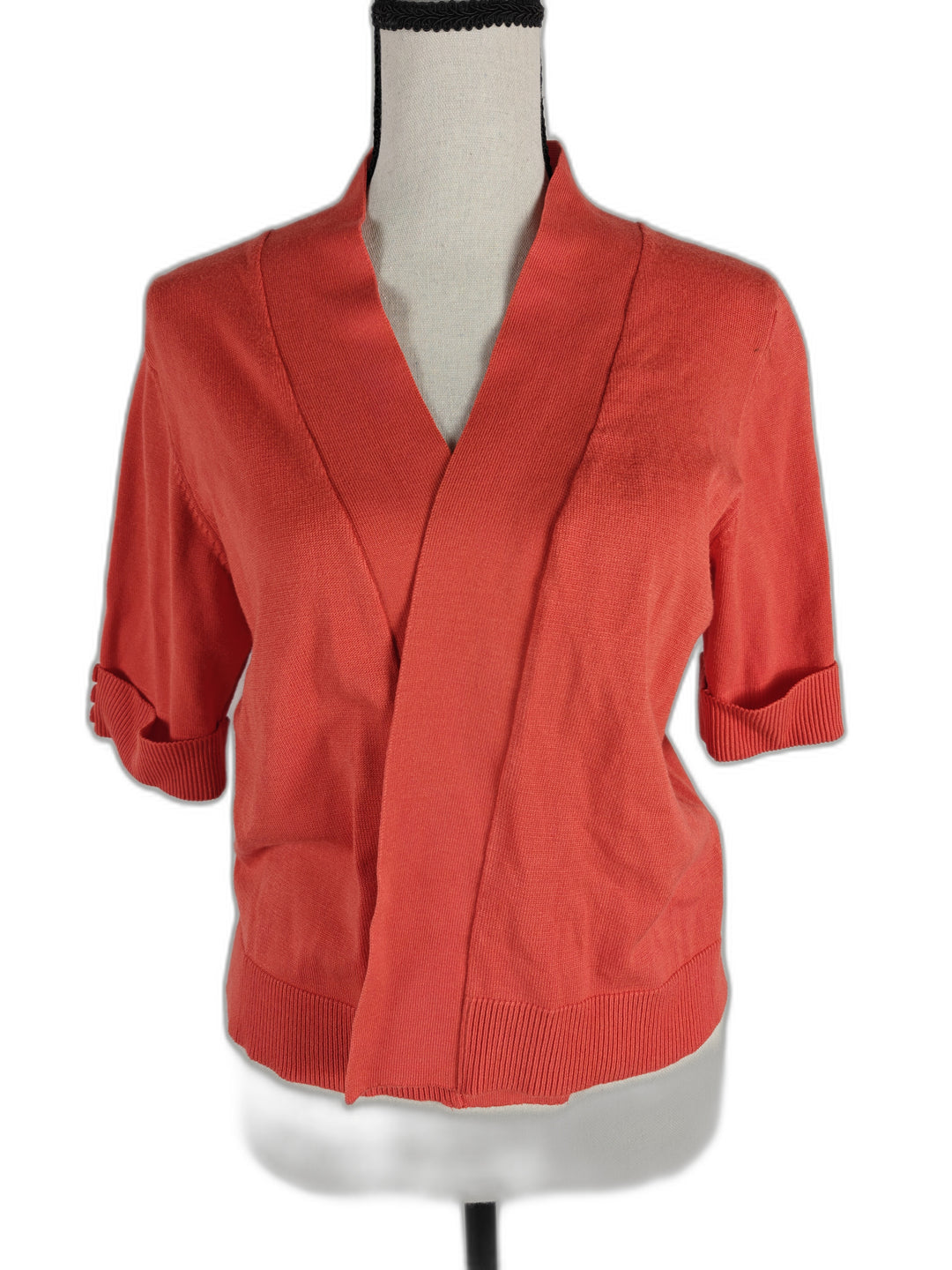 Women Linda Matthews Cardigan Sweater Coral Large