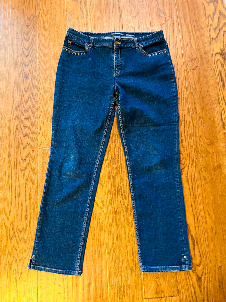 Liz Claiborne Women’s Slim Jeans Size 14 Embellished Stretch Denim Pants