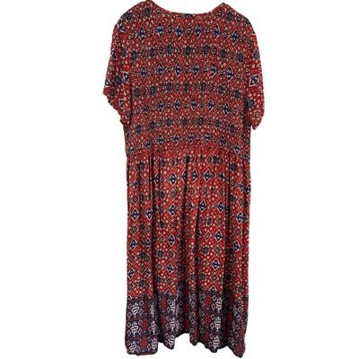 Women’s National Size 2X Red White & Blue Short Sleeve Maxi Dress.