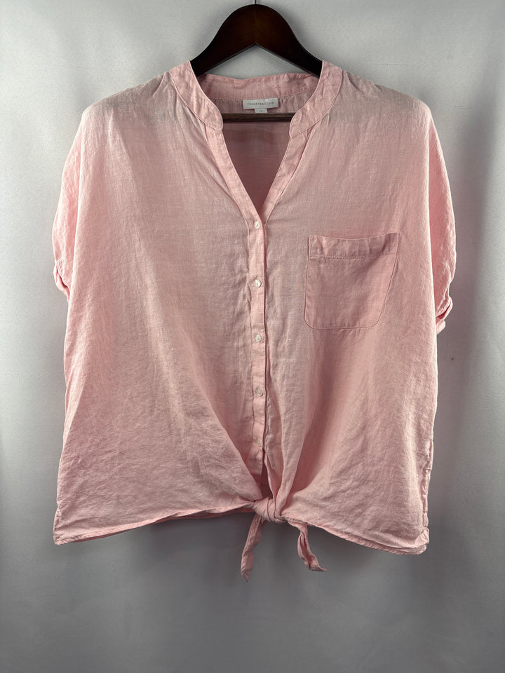 Women’s Charter Club XL Baby Pink Short Sleeve Button Up