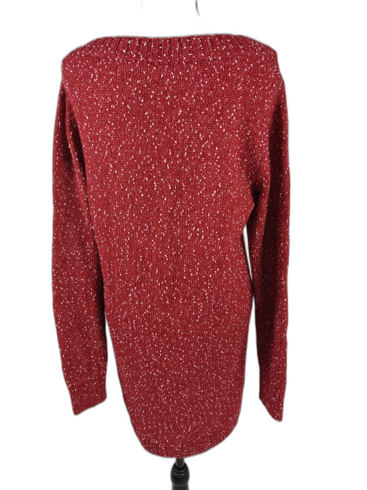 Women’s Lovers + Friends Sweater Dress Red Speckled V-Neck Size S
