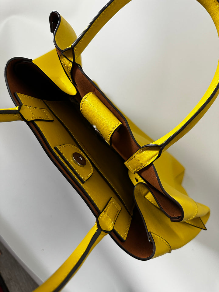 Title: Banana Republic Mustard Yellow Leather Large Structured Tote Bag NWT