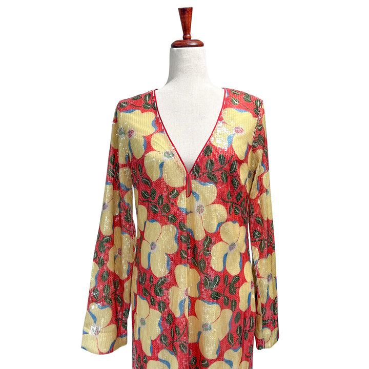 Rhode Size 4 NWT Terry Dress Scarlet Martinique Midi Vacation Boho Sequined