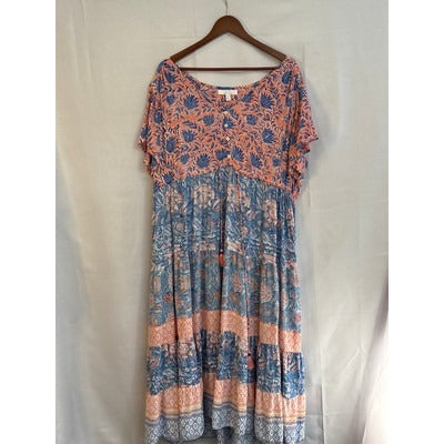 Women’s Sea Bird Size 18 Peach and Blue Maxi Dress
