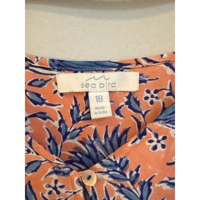 Women’s Sea Bird Size 18 Peach and Blue Maxi Dress