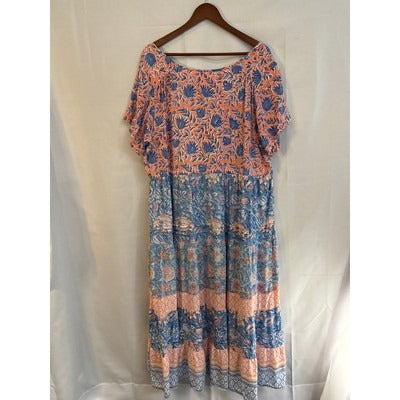 Women’s Sea Bird Size 18 Peach and Blue Maxi Dress