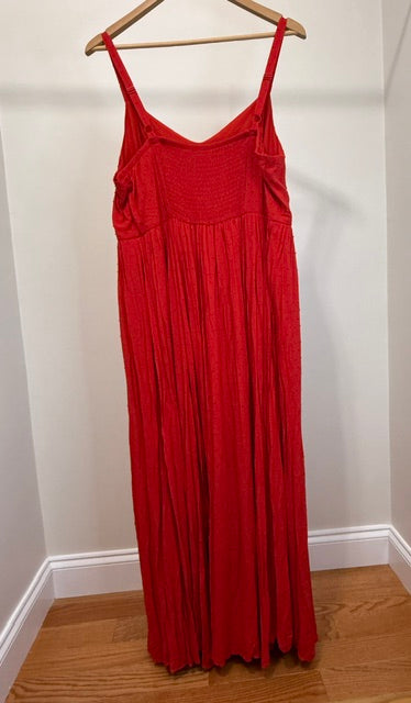 Torrid Ladder Trimmed Red Swiss Dot Maxi Dress Sz1X(14–16) NWT