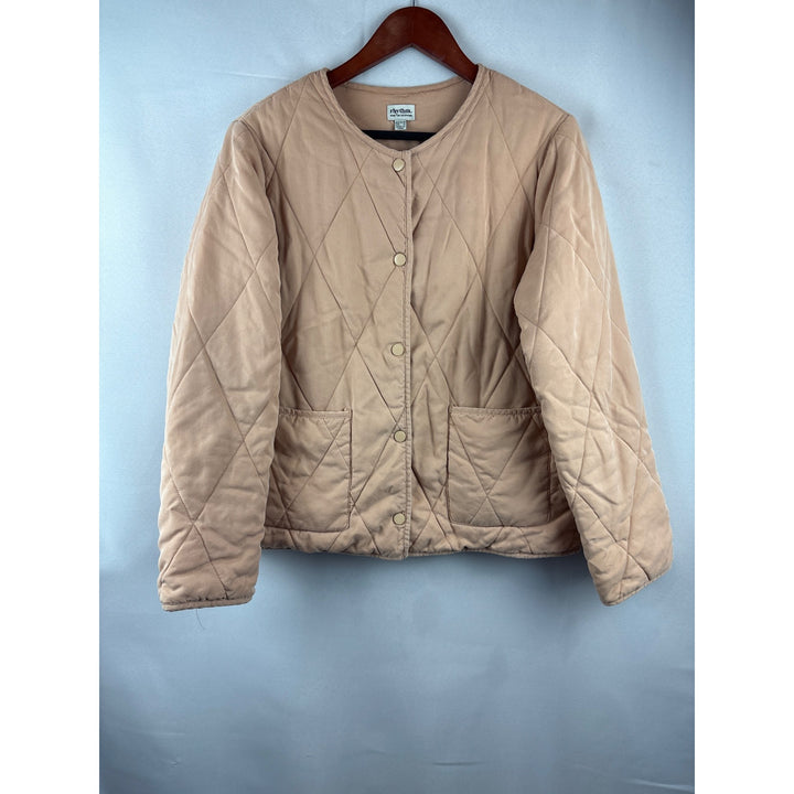 Rhythm Quilted Beige Jacket Medium Button-Up Tencel Womens