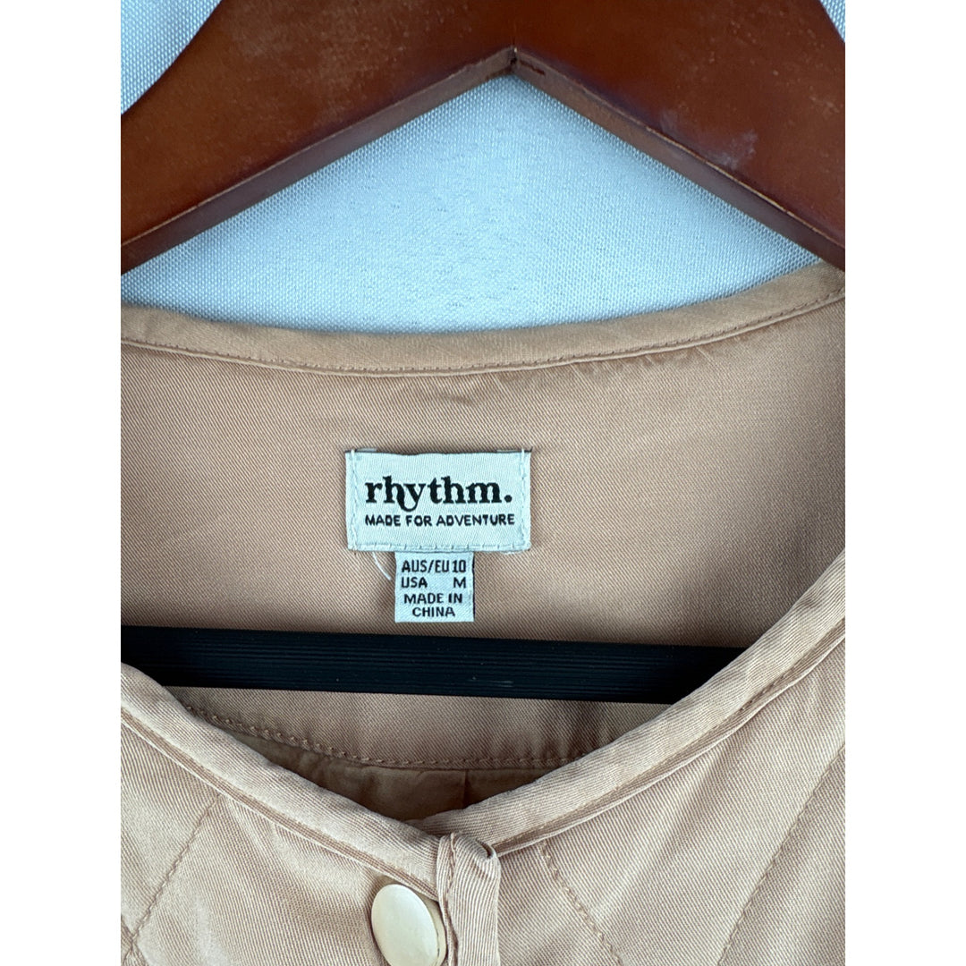 Rhythm Quilted Beige Jacket Medium Button-Up Tencel Womens