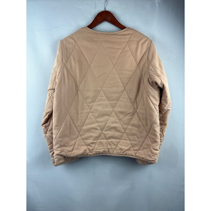 Rhythm Quilted Beige Jacket Medium Button-Up Tencel Womens