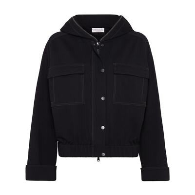 Brunello Cucinelli Black Hooded Sweatshirt Jacket L
