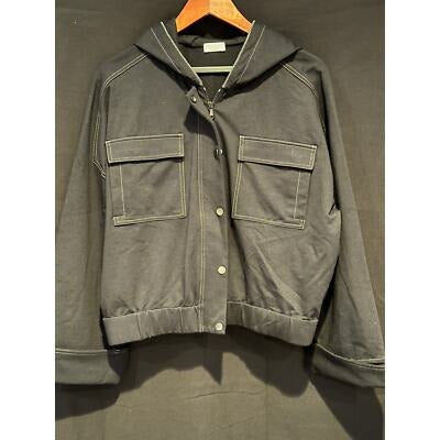 Brunello Cucinelli Black Hooded Sweatshirt Jacket L
