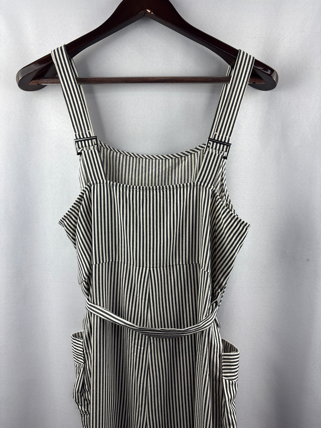 Women’s Hayden Large Black &amp; White Striped Sleeveless Jumpsuit