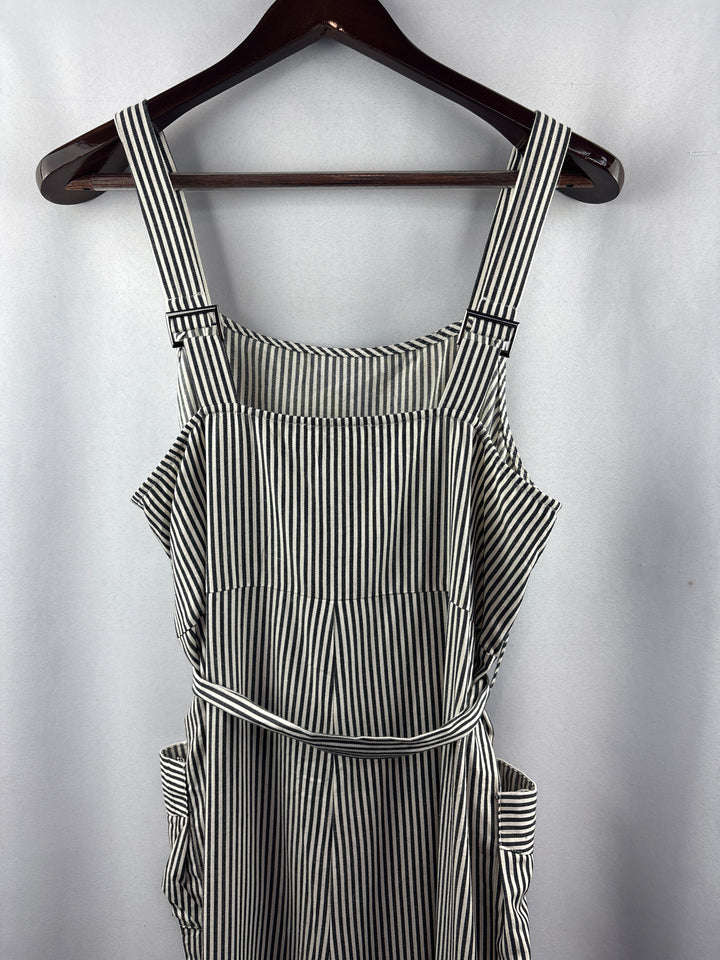 Women’s Hayden Large Black &amp; White Striped Sleeveless Jumpsuit