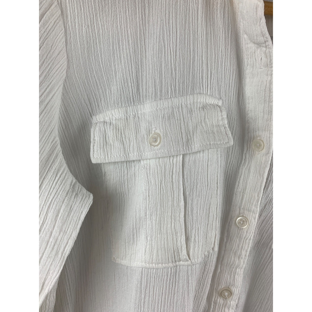 Liz Claiborne XXS White Button-Up Shirt Dress