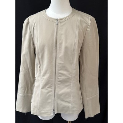 Women’s Lafayette 148 Beige Zip up Jacket Tailored Fit Sz 10