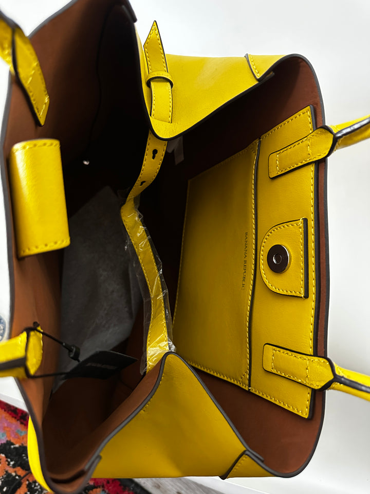 Title: Banana Republic Mustard Yellow Leather Large Structured Tote Bag NWT