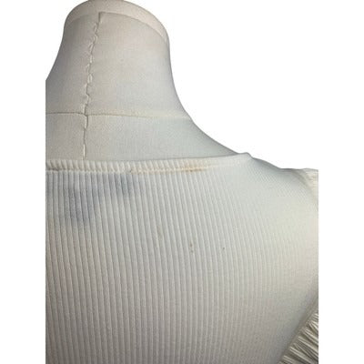 J. Crew Womens White Ruffle Sleeve Ribbed Top Size M