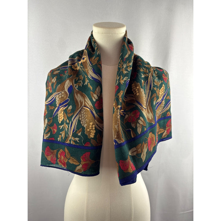 Women’s Perry Ellis Green, Blue, Red, & Brown Floral Scarf