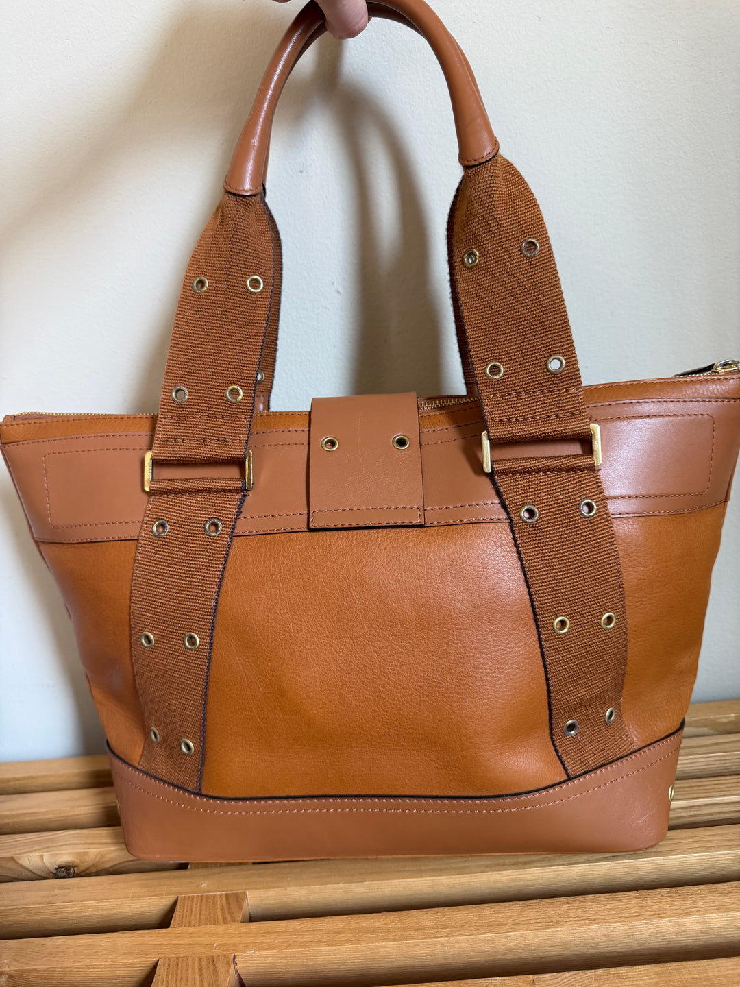 Vintage Christian Dior Street Chic Brown Leather Grommet Tote John Galliano