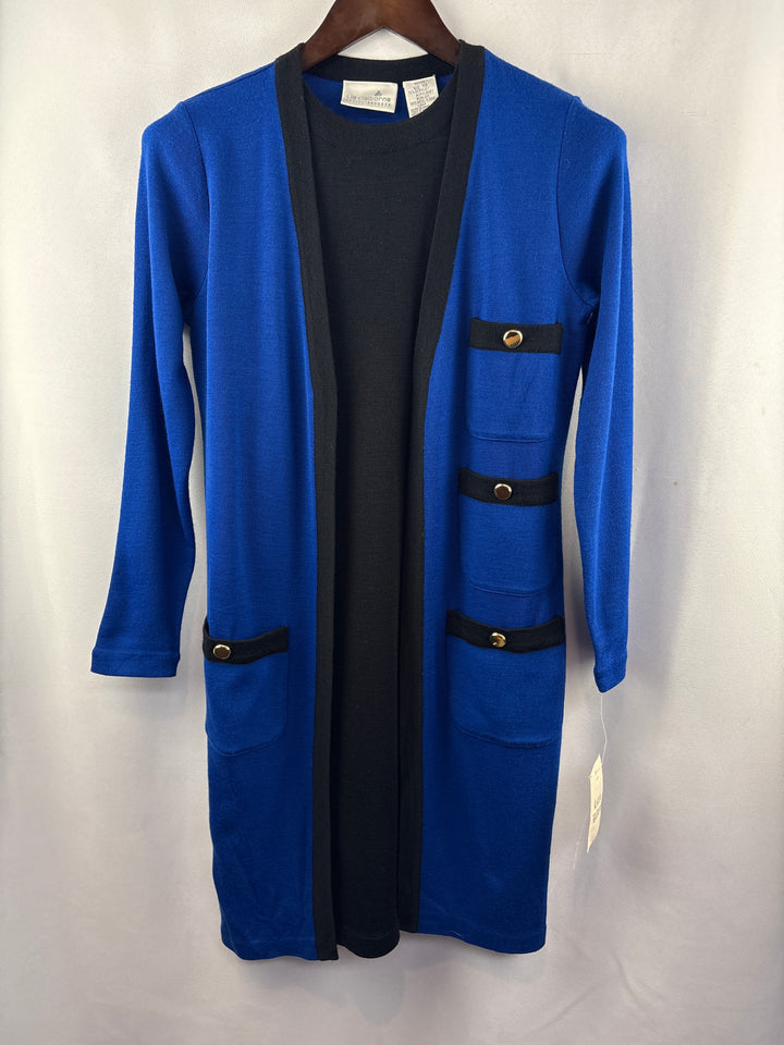 Women’s Liz Claiborne XS Black &amp; Blue Long Sleeve Sweater Dress