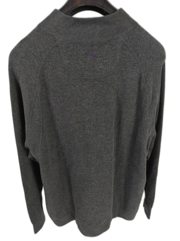 Mens Tommy Bahama Reversible Quarter Zip Sweater Gray Purple 3XL