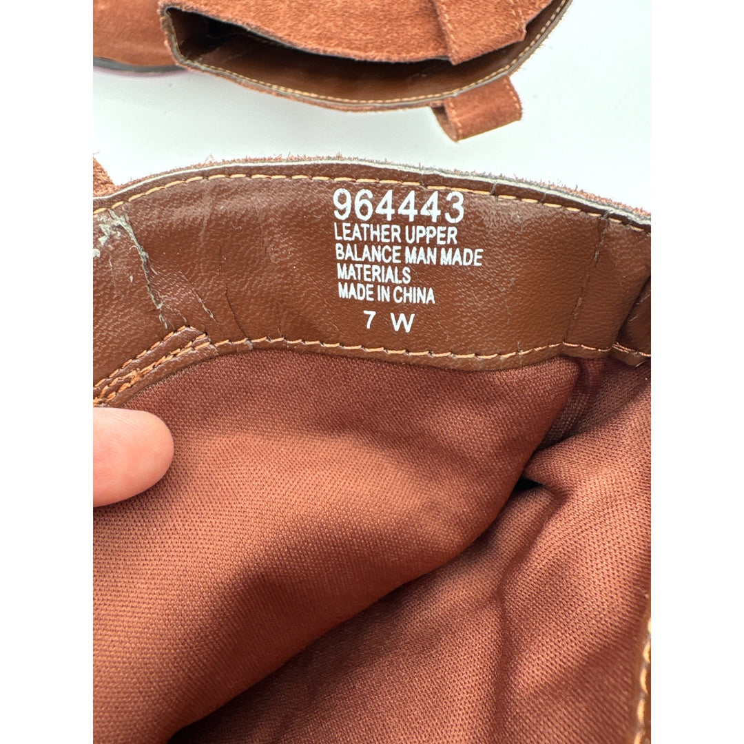 Twiggy London Womens Suede Ankle Boots With Studded Strap Size 7W Rust Color