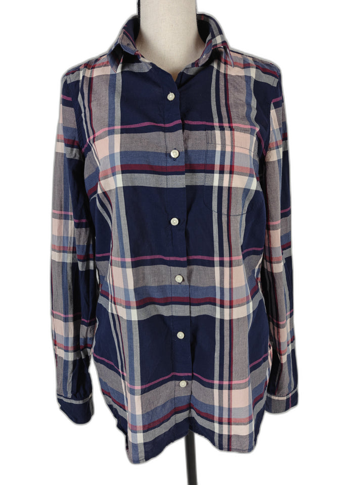 Womens Old Navy Button Down Shirt Blue Plaid Size S Tall