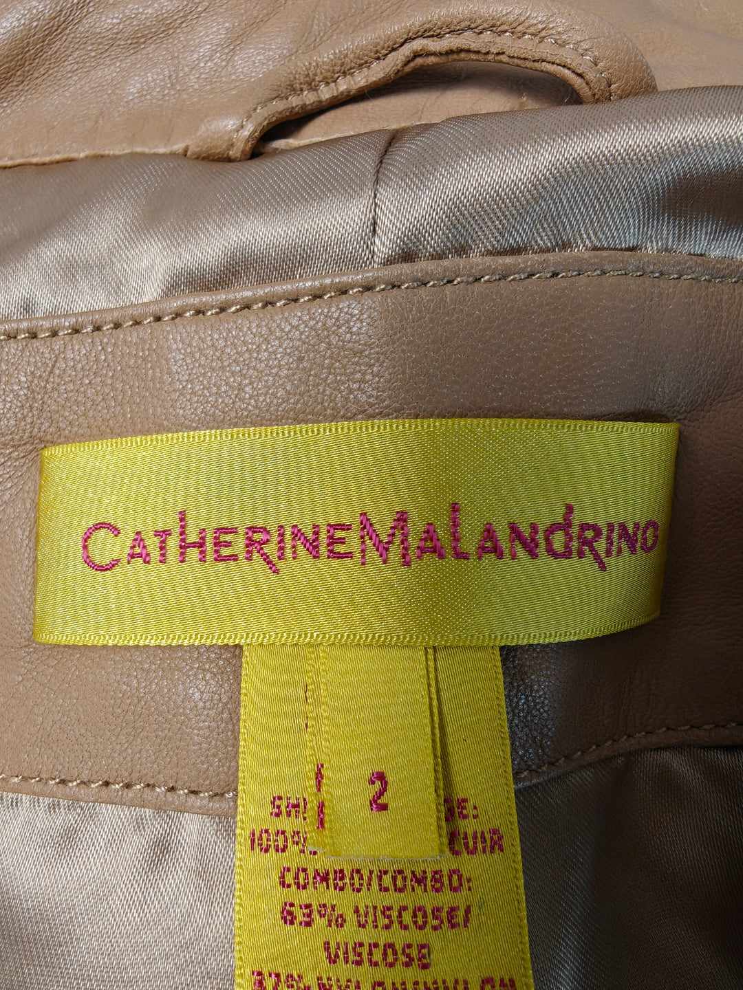 Womens Catherine Malandrino Leather Jacket Tan Size 2