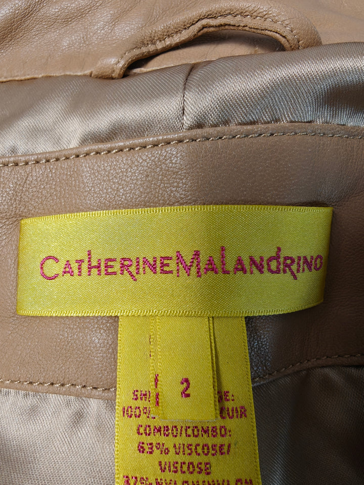 Womens Catherine Malandrino Leather Jacket Tan Size 2