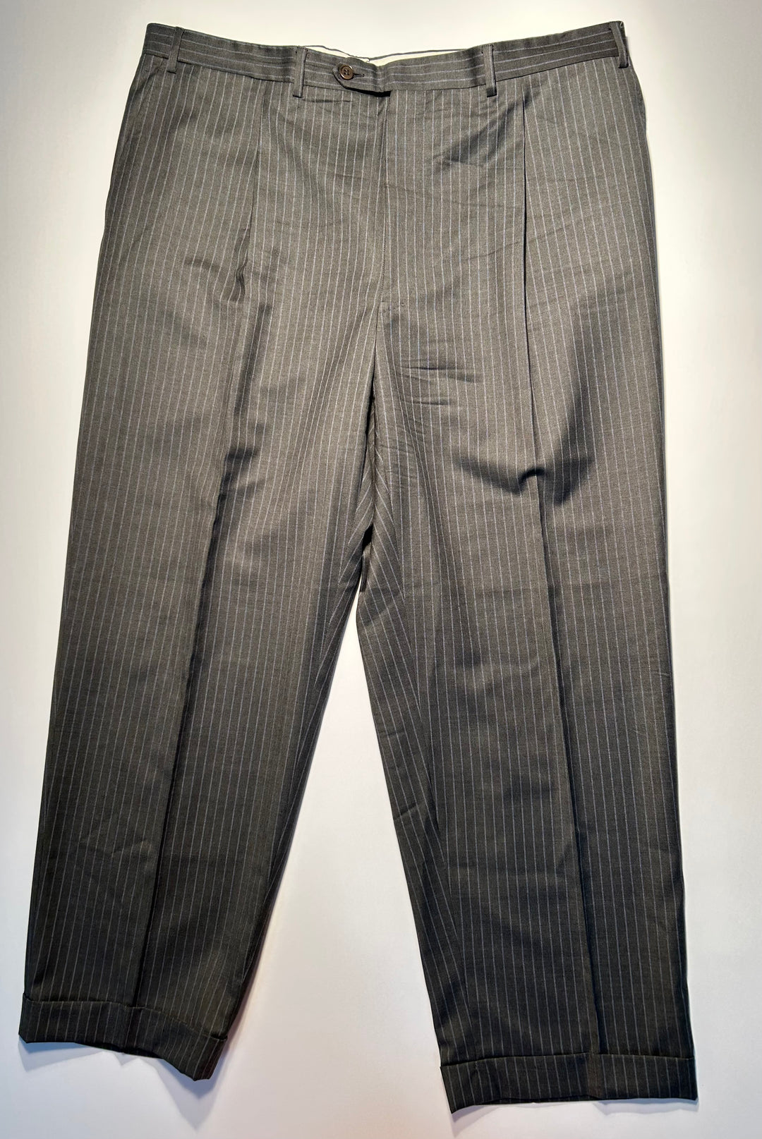 Canali Men’s Double-Breasted Pinstripe 100% Wool Suit Gray 40X29 46L Cuffed Pleated