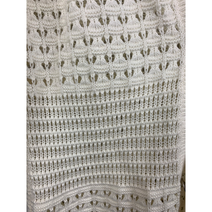 DKNY Jeans Womens Open Knit Cardigan Sweater S White Cotton Acrylic