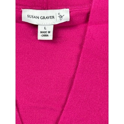 Susan Graver Womens Pink Cardigan Sweater L