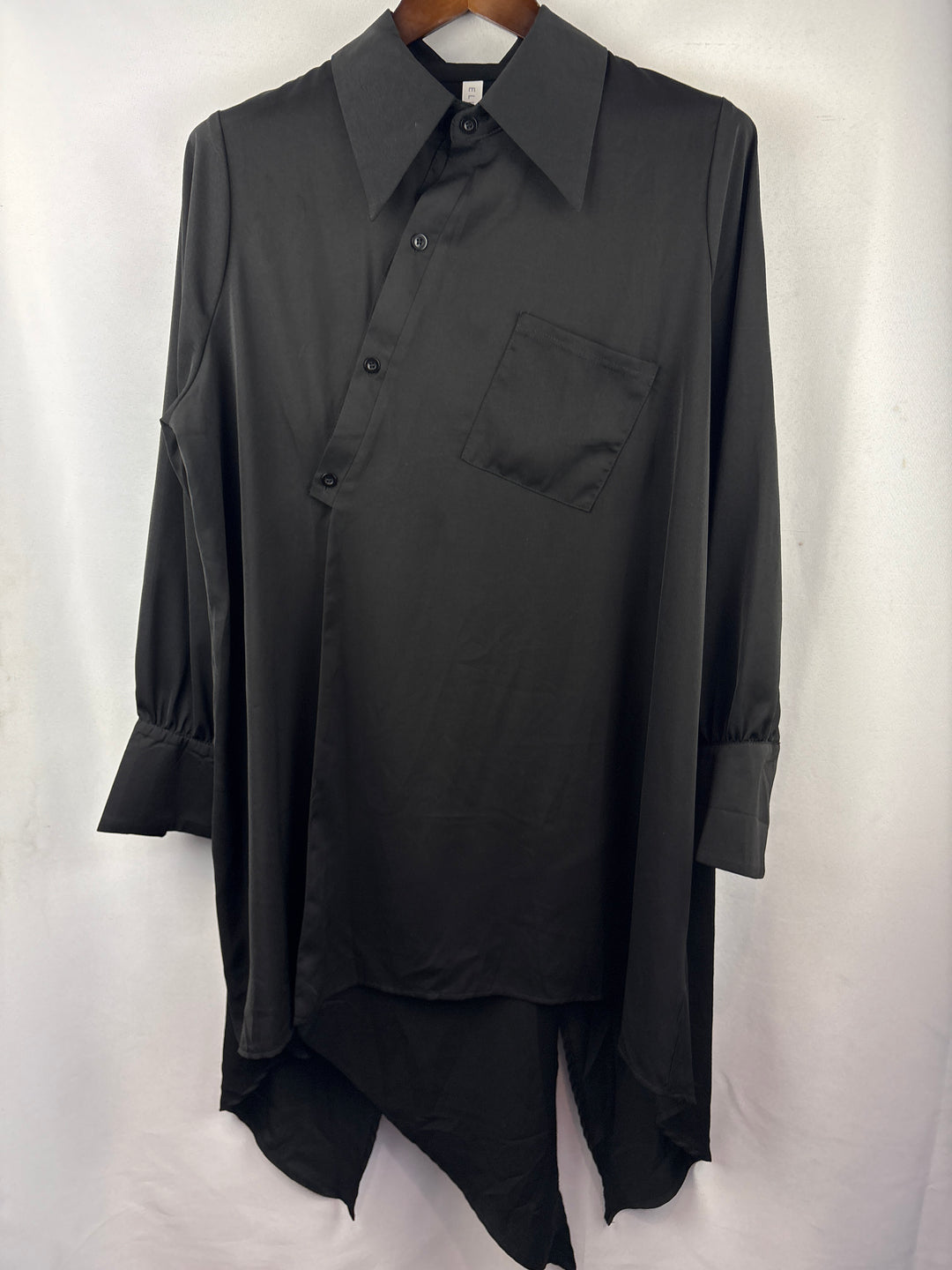 Women’s Ellazhu Black Asymmetrical Buttoned Shirt