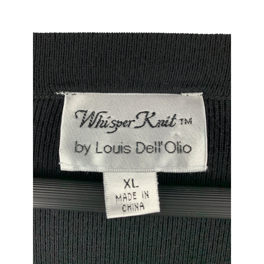 Whisper Knit By Louis DellOlio Black Cardigan Sweater XL Rayon/Nylon