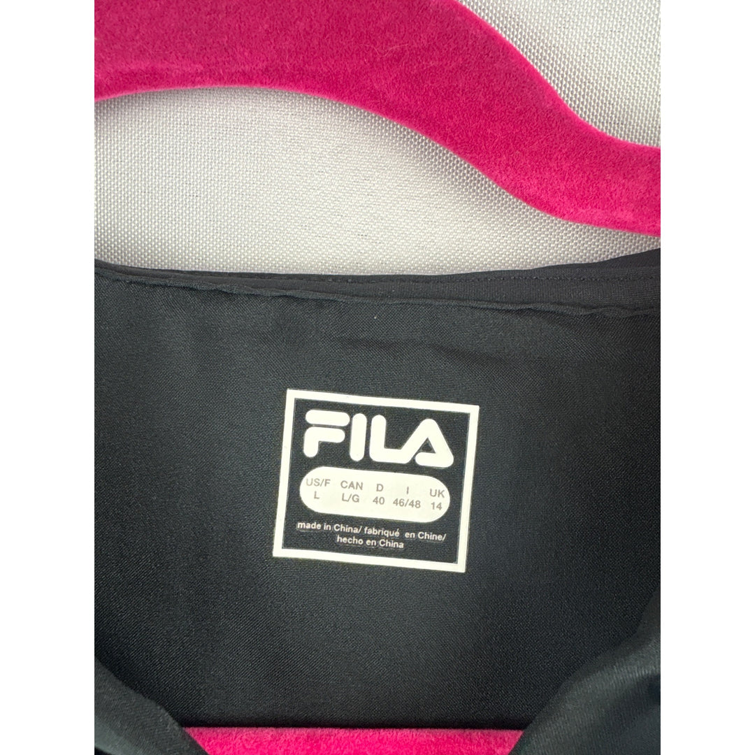 Fila Black Hooded Windbreaker Jacket Size L Made In China Polyester Unisex