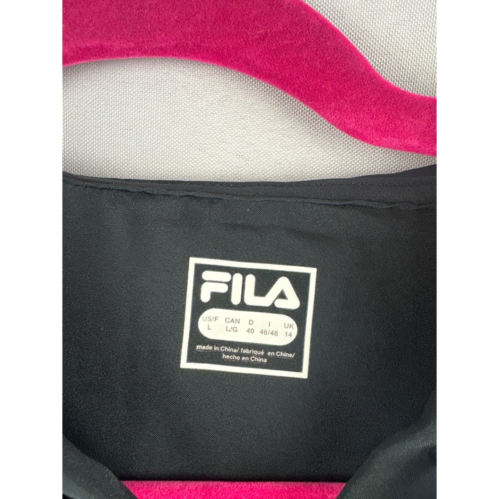 Fila Black Hooded Windbreaker Jacket Size L Made In China Polyester Unisex