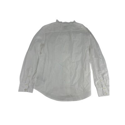 NWOT J Crew Women's Size XS Ruffle-placket Button Up Top Long Sleeves White