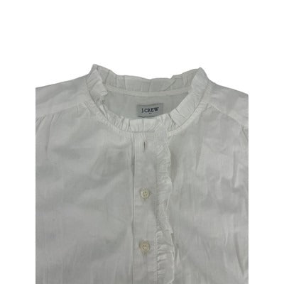 NWOT J Crew Women's Size XS Ruffle-placket Button Up Top Long Sleeves White