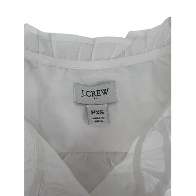 NWOT J Crew Women's Size XS Ruffle-placket Button Up Top Long Sleeves White