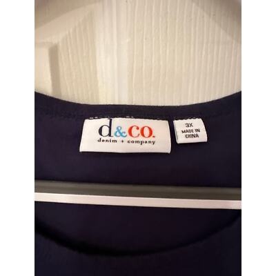 D & Co. Mens 3X Navy Blue Cotton T-Shirt