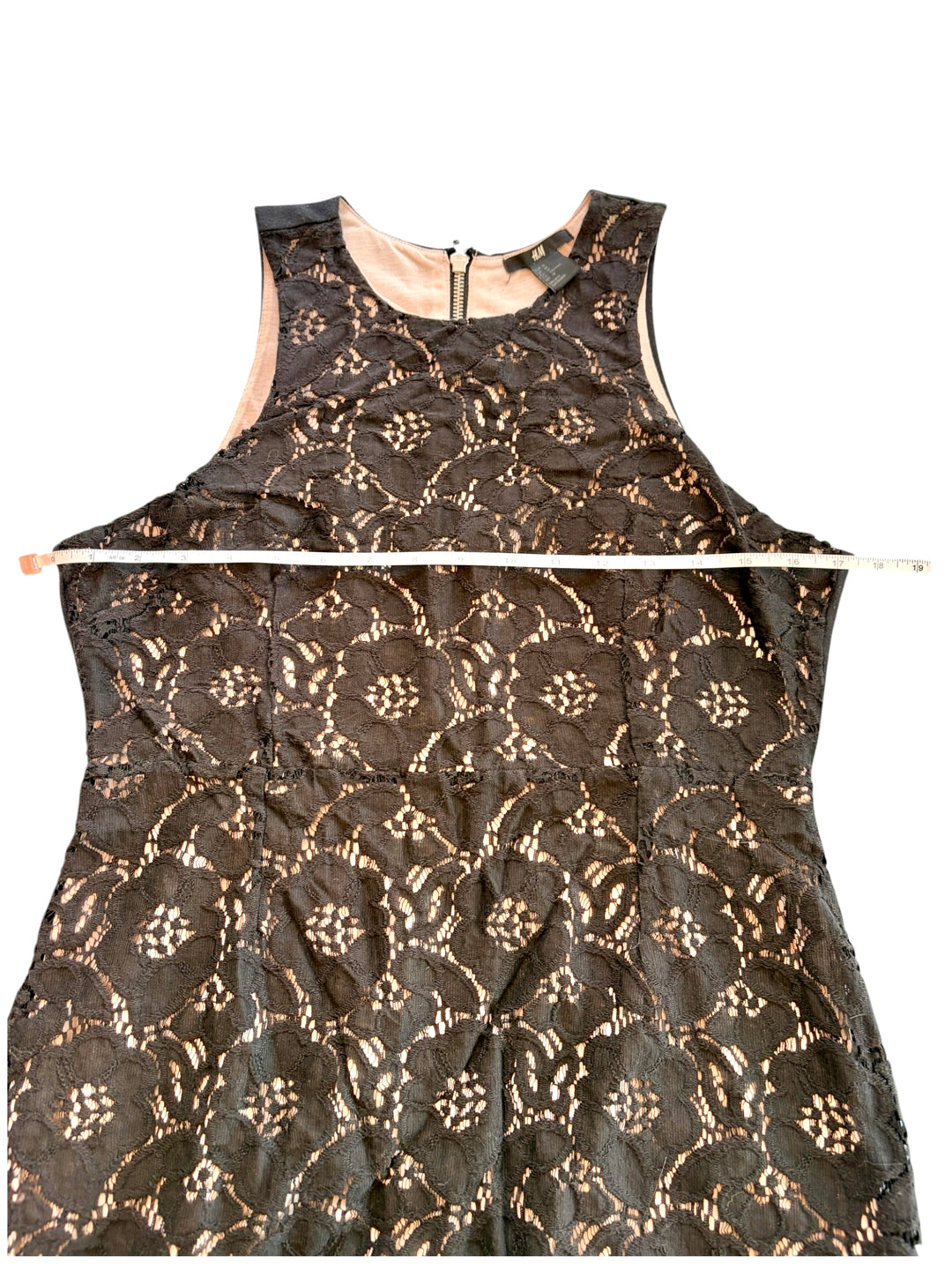 H&amp;M Black Lace Floral Sheath Midi Women&
