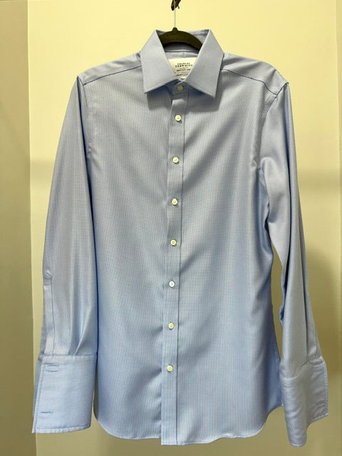 Charles Tyrwhitt Non‑Iron Slim Fit Textured Blue Shirt SzM(15.5/35)